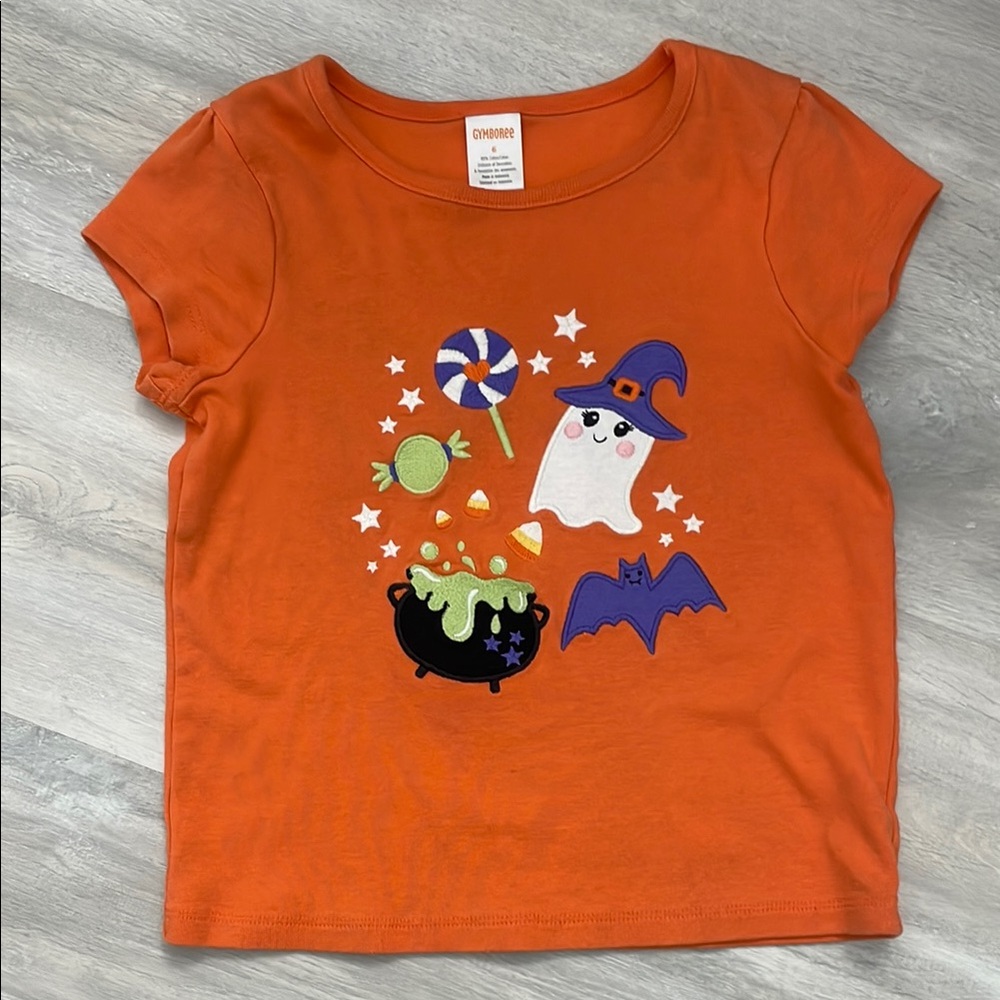 Gymboree Halloween Orange Tee with Ghost and Bat